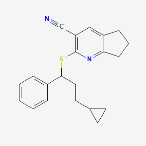 molecular formula C21H22N2S B5074921 2-[(3-cyclopropyl-1-phenylpropyl)thio]-6,7-dihydro-5H-cyclopenta[b]pyridine-3-carbonitrile 