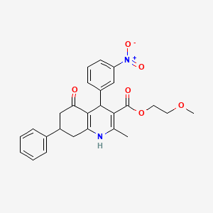 2-methoxyethyl 2-methyl-4-(3-nitrophenyl)-5-oxo-7-phenyl-1,4,5,6,7,8-hexahydro-3-quinolinecarboxylate