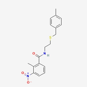 molecular formula C18H20N2O3S B5075094 2-methyl-N-{2-[(4-methylbenzyl)thio]ethyl}-3-nitrobenzamide 