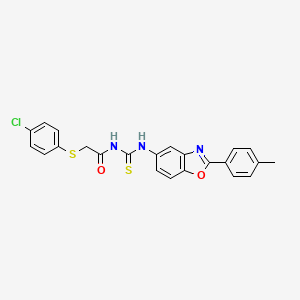 molecular formula C23H18ClN3O2S2 B5075109 2-[(4-chlorophenyl)thio]-N-({[2-(4-methylphenyl)-1,3-benzoxazol-5-yl]amino}carbonothioyl)acetamide 