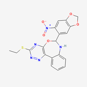 3-(ethylthio)-6-(6-nitro-1,3-benzodioxol-5-yl)-6,7-dihydro[1,2,4]triazino[5,6-d][3,1]benzoxazepine