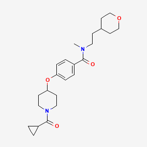 molecular formula C24H34N2O4 B5075132 4-{[1-(cyclopropylcarbonyl)-4-piperidinyl]oxy}-N-methyl-N-[2-(tetrahydro-2H-pyran-4-yl)ethyl]benzamide 