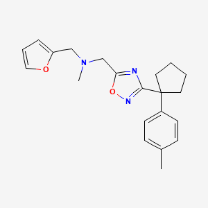 molecular formula C21H25N3O2 B5075173 (2-furylmethyl)methyl({3-[1-(4-methylphenyl)cyclopentyl]-1,2,4-oxadiazol-5-yl}methyl)amine 