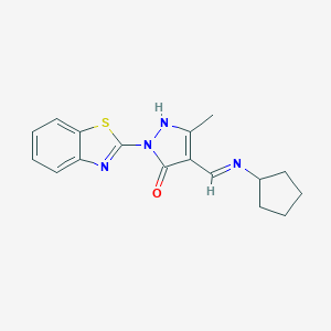 2-Benzothiazol-2-yl-4-cyclopentylaminomethylene-5-methyl-2,4-dihydro-pyrazol-3-one