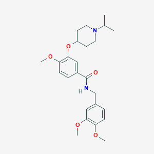 molecular formula C25H34N2O5 B5075258 N-(3,4-dimethoxybenzyl)-3-[(1-isopropyl-4-piperidinyl)oxy]-4-methoxybenzamide 