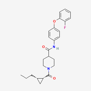 molecular formula C25H29FN2O3 B5075262 N-[4-(2-fluorophenoxy)phenyl]-1-{[(1R*,2S*)-2-propylcyclopropyl]carbonyl}-4-piperidinecarboxamide 