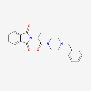 molecular formula C22H23N3O3 B5075289 2-[2-(4-benzyl-1-piperazinyl)-1-methyl-2-oxoethyl]-1H-isoindole-1,3(2H)-dione 