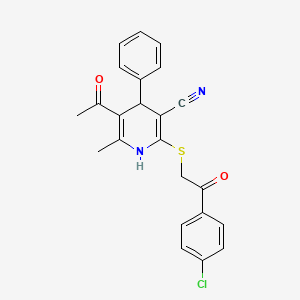 molecular formula C23H19ClN2O2S B5075309 5-acetyl-2-{[2-(4-chlorophenyl)-2-oxoethyl]thio}-6-methyl-4-phenyl-1,4-dihydro-3-pyridinecarbonitrile 