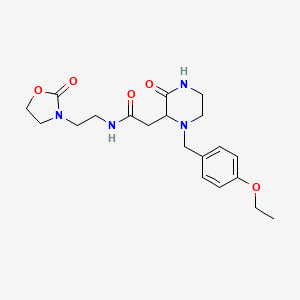 molecular formula C20H28N4O5 B5075322 2-[1-(4-ethoxybenzyl)-3-oxo-2-piperazinyl]-N-[2-(2-oxo-1,3-oxazolidin-3-yl)ethyl]acetamide 