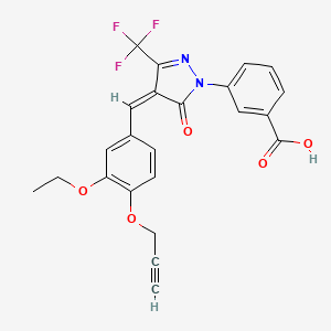 molecular formula C23H17F3N2O5 B5075328 3-[4-[3-ethoxy-4-(2-propyn-1-yloxy)benzylidene]-5-oxo-3-(trifluoromethyl)-4,5-dihydro-1H-pyrazol-1-yl]benzoic acid 