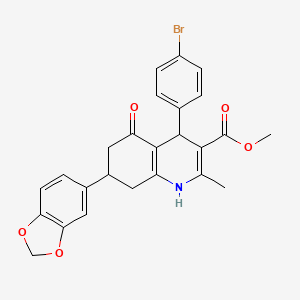 methyl 7-(1,3-benzodioxol-5-yl)-4-(4-bromophenyl)-2-methyl-5-oxo-1,4,5,6,7,8-hexahydro-3-quinolinecarboxylate