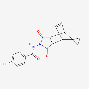 4-chloro-N-(3',5'-dioxo-4'-azaspiro[cyclopropane-1,10'-tricyclo[5.2.1.0~2,6~]decane]-8'-en-4'-yl)benzamide