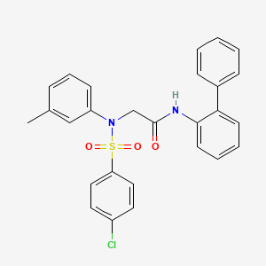 molecular formula C27H23ClN2O3S B5075616 N~1~-2-biphenylyl-N~2~-[(4-chlorophenyl)sulfonyl]-N~2~-(3-methylphenyl)glycinamide 