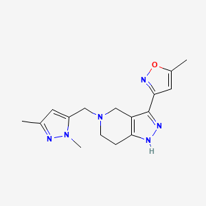 molecular formula C16H20N6O B5075759 5-[(1,3-dimethyl-1H-pyrazol-5-yl)methyl]-3-(5-methyl-3-isoxazolyl)-4,5,6,7-tetrahydro-1H-pyrazolo[4,3-c]pyridine 