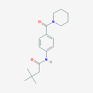 molecular formula C18H26N2O2 B5075768 3,3-二甲基-N-[4-(1-哌啶基羰基)苯基]丁酰胺 