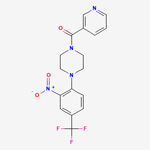 molecular formula C17H15F3N4O3 B5075785 1-[2-nitro-4-(trifluoromethyl)phenyl]-4-(3-pyridinylcarbonyl)piperazine 