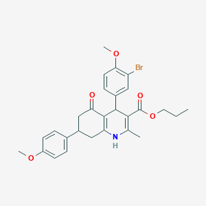 molecular formula C28H30BrNO5 B5075789 propyl 4-(3-bromo-4-methoxyphenyl)-7-(4-methoxyphenyl)-2-methyl-5-oxo-1,4,5,6,7,8-hexahydro-3-quinolinecarboxylate 