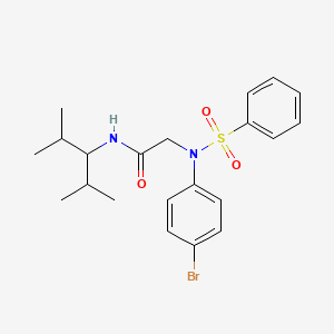 molecular formula C21H27BrN2O3S B5075801 N~2~-(4-bromophenyl)-N~1~-(1-isopropyl-2-methylpropyl)-N~2~-(phenylsulfonyl)glycinamide 