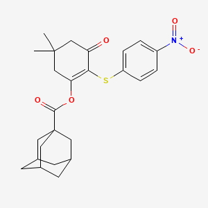 [5,5-dimethyl-2-(4-nitrophenyl)sulfanyl-3-oxocyclohexen-1-yl] adamantane-1-carboxylate