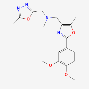 molecular formula C18H22N4O4 B5075906 1-[2-(3,4-dimethoxyphenyl)-5-methyl-1,3-oxazol-4-yl]-N-methyl-N-[(5-methyl-1,3,4-oxadiazol-2-yl)methyl]methanamine 