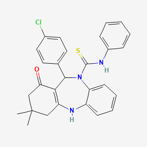 11-(4-chlorophenyl)-3,3-dimethyl-1-oxo-N-phenyl-1,2,3,4,5,11-hexahydro-10H-dibenzo[b,e][1,4]diazepine-10-carbothioamide