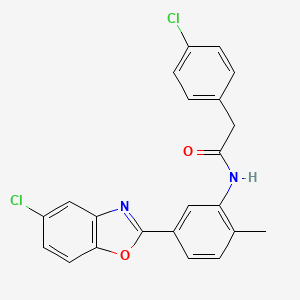 molecular formula C22H16Cl2N2O2 B5075999 N-[5-(5-chloro-1,3-benzoxazol-2-yl)-2-methylphenyl]-2-(4-chlorophenyl)acetamide 