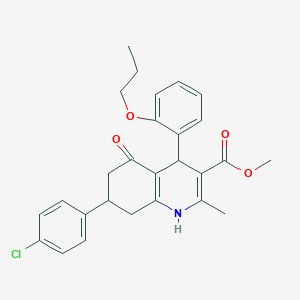 Methyl 7-(4-chlorophenyl)-2-methyl-5-oxo-4-(2-propoxyphenyl)-1,4,5,6,7,8-hexahydroquinoline-3-carboxylate