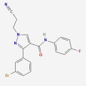 molecular formula C19H14BrFN4O B5076096 3-(3-bromophenyl)-1-(2-cyanoethyl)-N-(4-fluorophenyl)-1H-pyrazole-4-carboxamide 