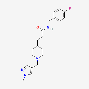 molecular formula C20H27FN4O B5076154 N-(4-fluorobenzyl)-3-{1-[(1-methyl-1H-pyrazol-4-yl)methyl]-4-piperidinyl}propanamide 