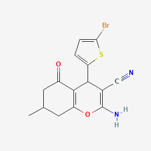 2-amino-4-(5-bromo-2-thienyl)-7-methyl-5-oxo-5,6,7,8-tetrahydro-4H-chromene-3-carbonitrile