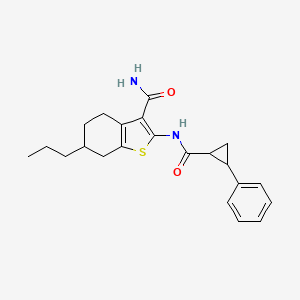 molecular formula C22H26N2O2S B5076304 2-{[(2-phenylcyclopropyl)carbonyl]amino}-6-propyl-4,5,6,7-tetrahydro-1-benzothiophene-3-carboxamide 