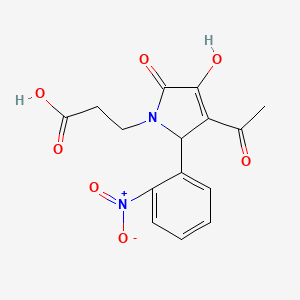 molecular formula C15H14N2O7 B5076314 3-[3-acetyl-4-hydroxy-2-(2-nitrophenyl)-5-oxo-2,5-dihydro-1H-pyrrol-1-yl]propanoic acid 