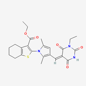 ethyl 2-{3-[(1-ethyl-2,4,6-trioxotetrahydro-5(2H)-pyrimidinylidene)methyl]-2,5-dimethyl-1H-pyrrol-1-yl}-4,5,6,7-tetrahydro-1-benzothiophene-3-carboxylate