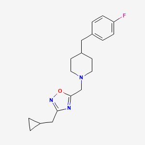 molecular formula C19H24FN3O B5076336 1-{[3-(cyclopropylmethyl)-1,2,4-oxadiazol-5-yl]methyl}-4-(4-fluorobenzyl)piperidine 