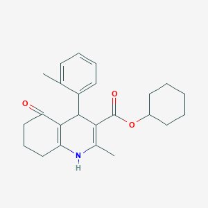 molecular formula C24H29NO3 B5076347 Cyclohexyl 2-methyl-4-(2-methylphenyl)-5-oxo-1,4,5,6,7,8-hexahydroquinoline-3-carboxylate 