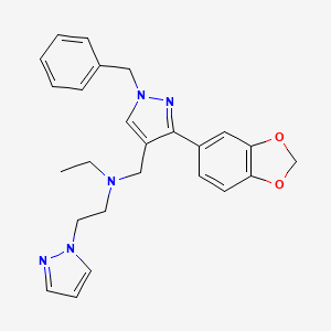 molecular formula C25H27N5O2 B5076355 N-{[3-(1,3-benzodioxol-5-yl)-1-benzyl-1H-pyrazol-4-yl]methyl}-N-ethyl-2-(1H-pyrazol-1-yl)ethanamine 