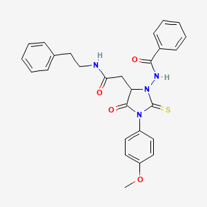 N-(3-(4-methoxyphenyl)-4-oxo-5-{2-oxo-2-[(2-phenylethyl)amino]ethyl}-2-thioxo-1-imidazolidinyl)benzamide