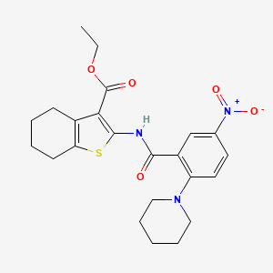 molecular formula C23H27N3O5S B5076545 ethyl 2-{[5-nitro-2-(1-piperidinyl)benzoyl]amino}-4,5,6,7-tetrahydro-1-benzothiophene-3-carboxylate CAS No. 5930-62-1