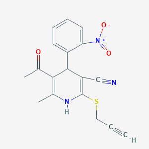 molecular formula C18H15N3O3S B5076645 5-acetyl-6-methyl-4-(2-nitrophenyl)-2-(2-propyn-1-ylthio)-1,4-dihydro-3-pyridinecarbonitrile 