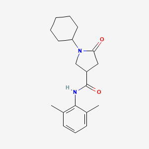 molecular formula C19H26N2O2 B5076666 1-cyclohexyl-N-(2,6-dimethylphenyl)-5-oxo-3-pyrrolidinecarboxamide 