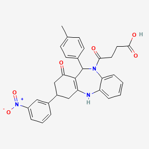 4-[11-(4-methylphenyl)-3-(3-nitrophenyl)-1-oxo-1,2,3,4,5,11-hexahydro-10H-dibenzo[b,e][1,4]diazepin-10-yl]-4-oxobutanoic acid