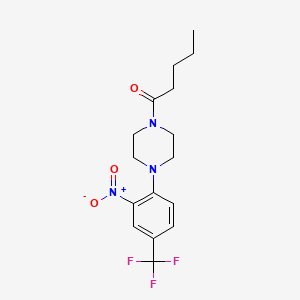 molecular formula C16H20F3N3O3 B5076732 1-[2-nitro-4-(trifluoromethyl)phenyl]-4-pentanoylpiperazine 