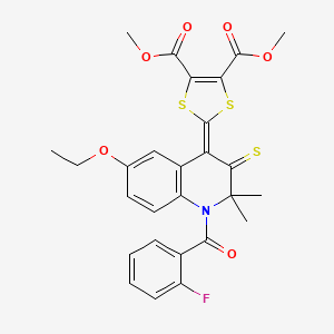 molecular formula C27H24FNO6S3 B5076832 dimethyl 2-[6-ethoxy-1-(2-fluorobenzoyl)-2,2-dimethyl-3-thioxo-2,3-dihydro-4(1H)-quinolinylidene]-1,3-dithiole-4,5-dicarboxylate CAS No. 5311-12-6