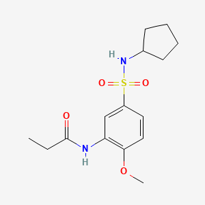 molecular formula C15H22N2O4S B5076865 N-{5-[(cyclopentylamino)sulfonyl]-2-methoxyphenyl}propanamide 