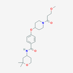 molecular formula C23H34N2O5 B5076976 N-(2,2-dimethyltetrahydro-2H-pyran-4-yl)-4-{[1-(3-methoxypropanoyl)-4-piperidinyl]oxy}benzamide 