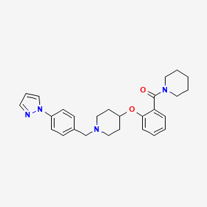 molecular formula C27H32N4O2 B5077184 4-[2-(1-piperidinylcarbonyl)phenoxy]-1-[4-(1H-pyrazol-1-yl)benzyl]piperidine 