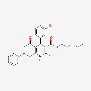 2-(Ethylsulfanyl)ethyl 4-(3-bromophenyl)-2-methyl-5-oxo-7-phenyl-1,4,5,6,7,8-hexahydroquinoline-3-carboxylate