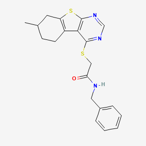 N-benzyl-2-[(7-methyl-5,6,7,8-tetrahydro[1]benzothieno[2,3-d]pyrimidin-4-yl)thio]acetamide