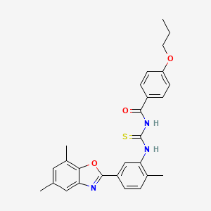 N-({[5-(5,7-dimethyl-1,3-benzoxazol-2-yl)-2-methylphenyl]amino}carbonothioyl)-4-propoxybenzamide