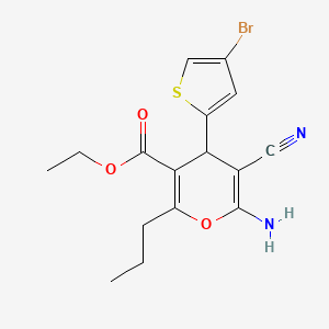 ethyl 6-amino-4-(4-bromothiophen-2-yl)-5-cyano-2-propyl-4H-pyran-3-carboxylate